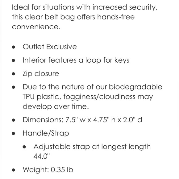 Vera Bradley Clear Fanny Pack Stadium Approved Concert Sports Event Belt Bag - Picture 3 of 3